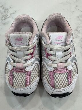 New Balance IZ530RK Kids' White/Pink Mesh Running Sneakers Lace-Up US 5